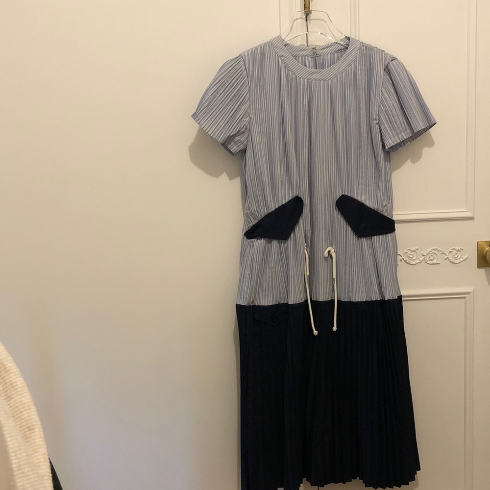 Sacai Blue and Navy Midi Dress